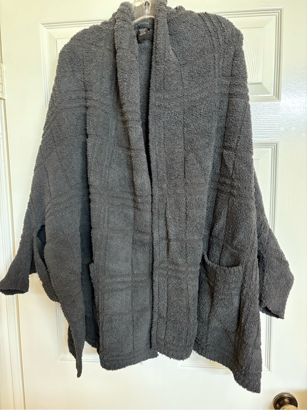 Barefoot Dreams Cozy Shawl Collar Plush Poncho Shawl Charcoal Gray One Size